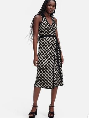 Diane Von Furstenberg Sleeveless Collard Wrap Dress